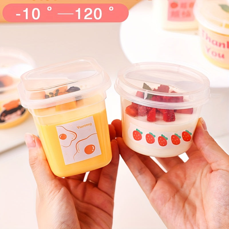 25 Plastic Cups with Lids and Spoons for Desserts Puddings and Yogurt