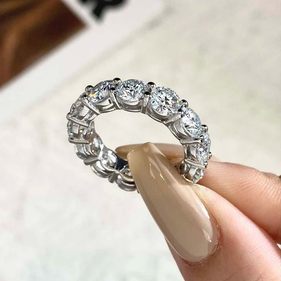 Women's Moissanite Wedding Band 3.2ct 925 Silver Vintage Stackable Ring