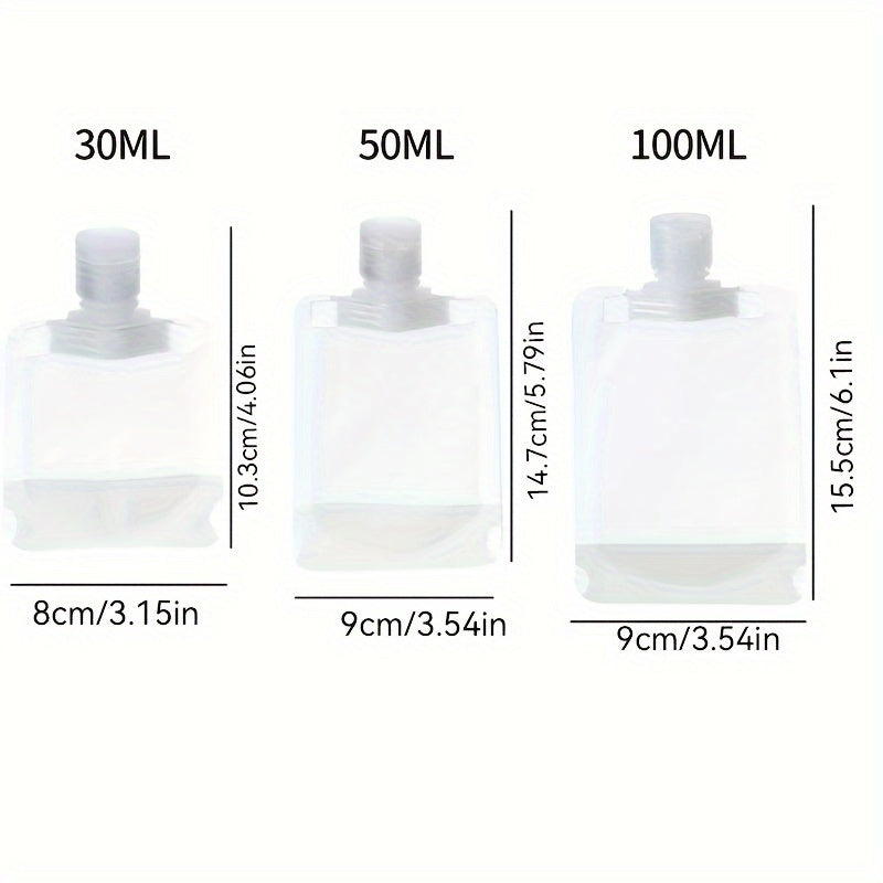 Travel Squeeze Pouches Refillable Lotion Shampoo Containers Leakproof 30/50/100ml