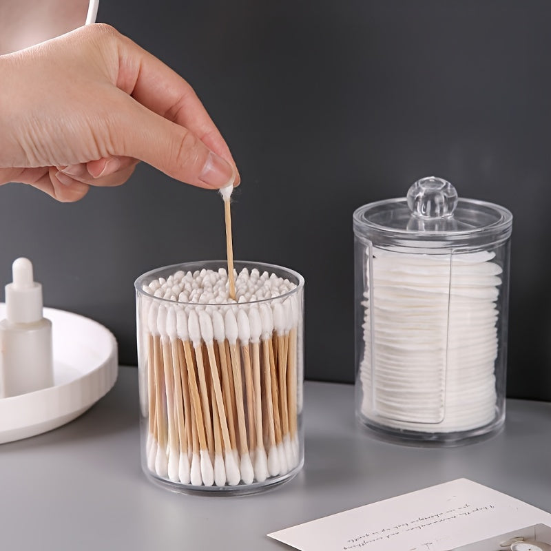 Transparent Double-Layer Storage Jar for Swabs Jewelry Dustproof Organizer