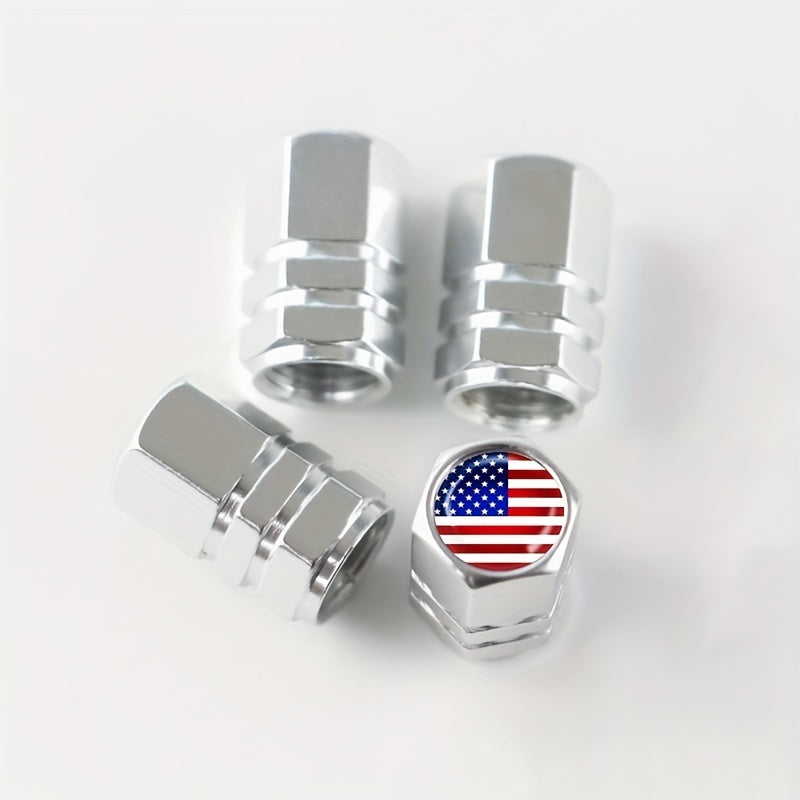 Universal Aluminum Alloy American Flag Tire Valve Cap Dust Cover