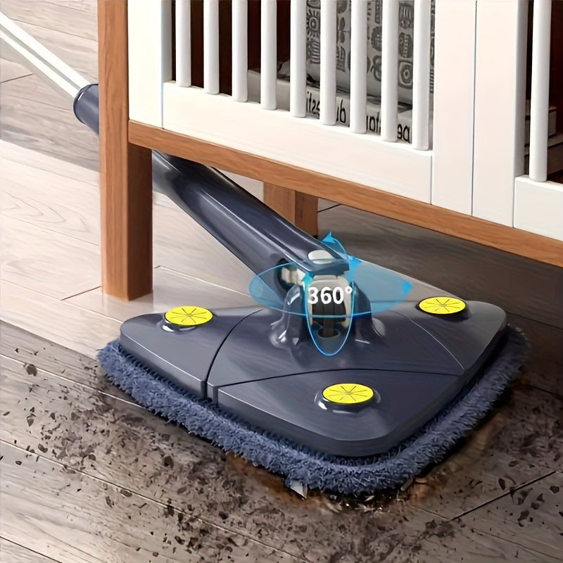 360-Degree Rotating Triangle Mop with Telescopic Handle and Microfiber Pad