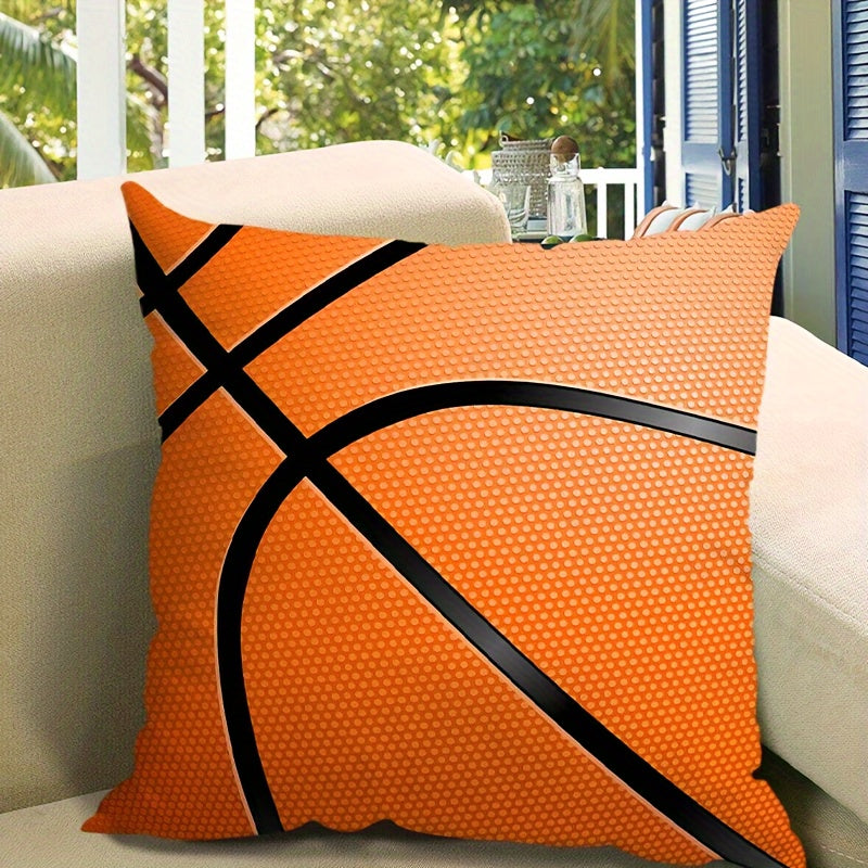 Basketball Throw Pillow Cover Polyester Sports Theme Sofa Bed Decor for Teens