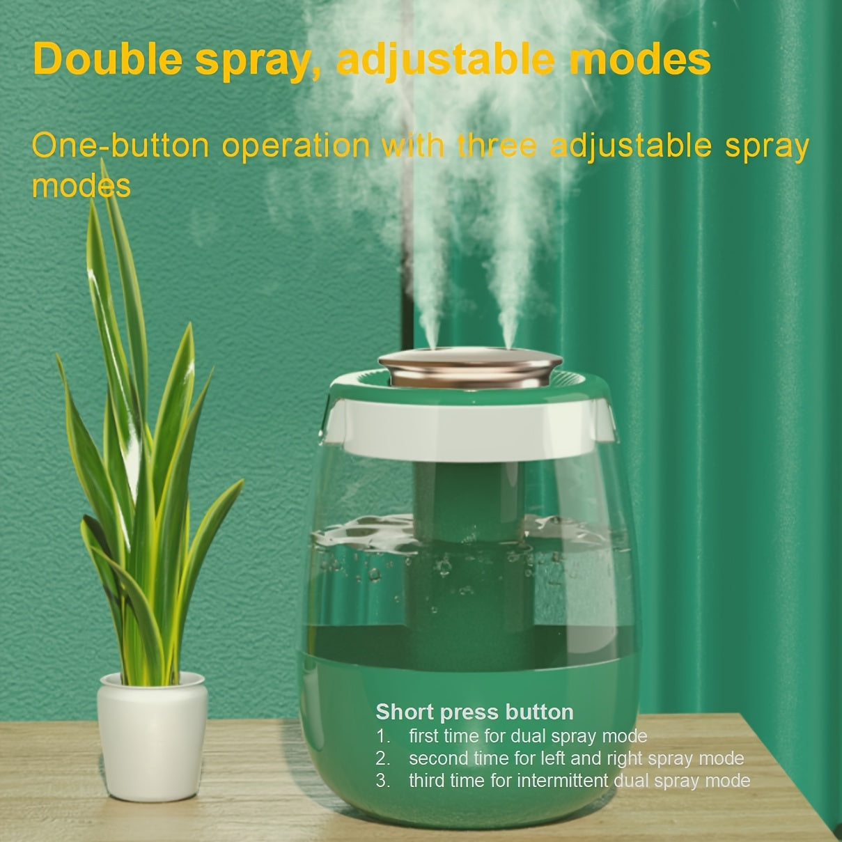 Dual Spray Humidifier with Digital Humidity Display for Home Office Dorm