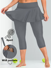 Culottes de talla grande de cintura alta con cierre y bolsillo para teléfono para deportes y uso casual