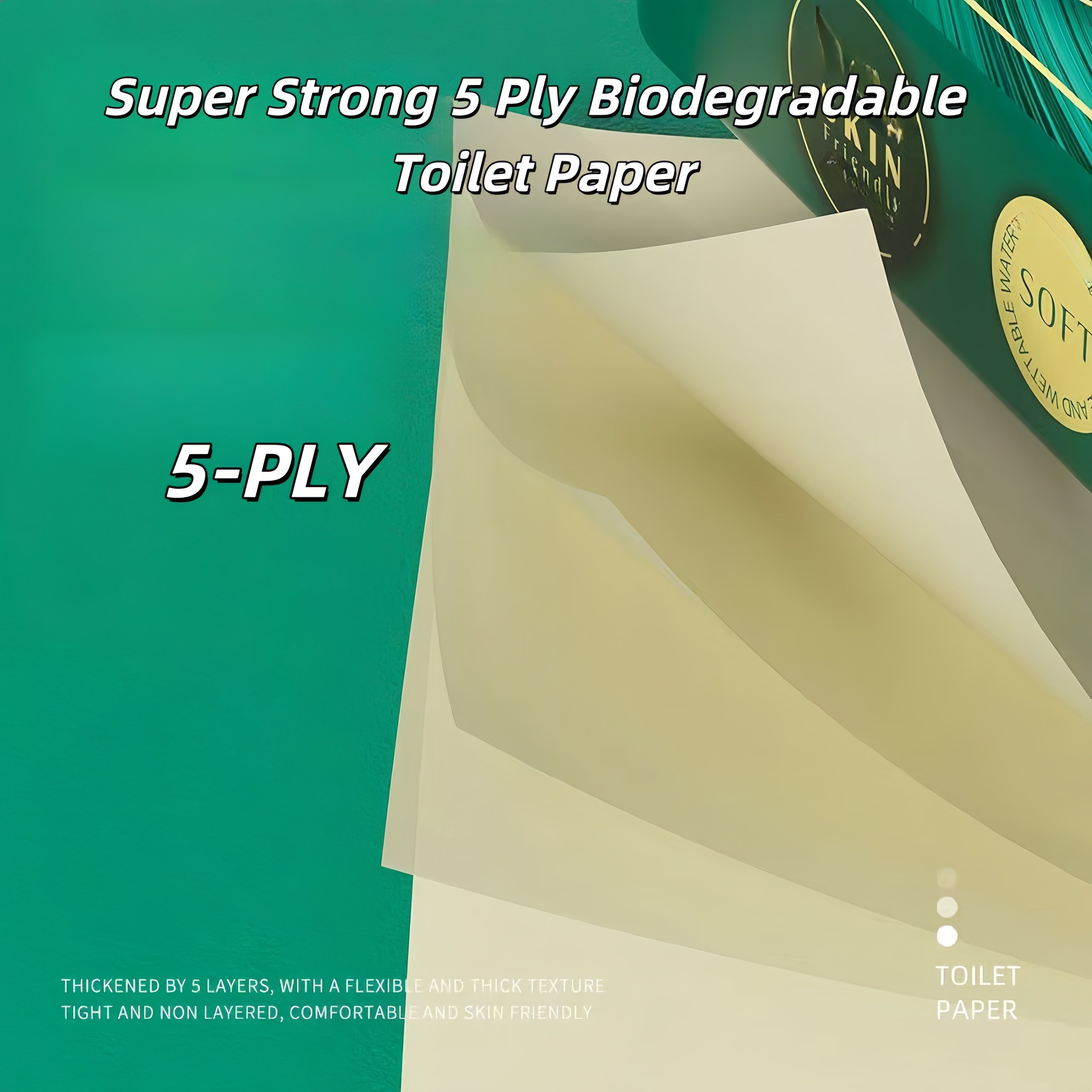 Zarif va yumshoq bambuk hojat qog'ozi | 20 ta rolik, 5 qatlam, 980g, silliq va mustahkam, PFAS va BPA dan xoli, septik tizimlar uchun xavfsiz | Ekologik toza va barqaror, plastiksiz, eng yuqori qulaylikni taqdim etadi.