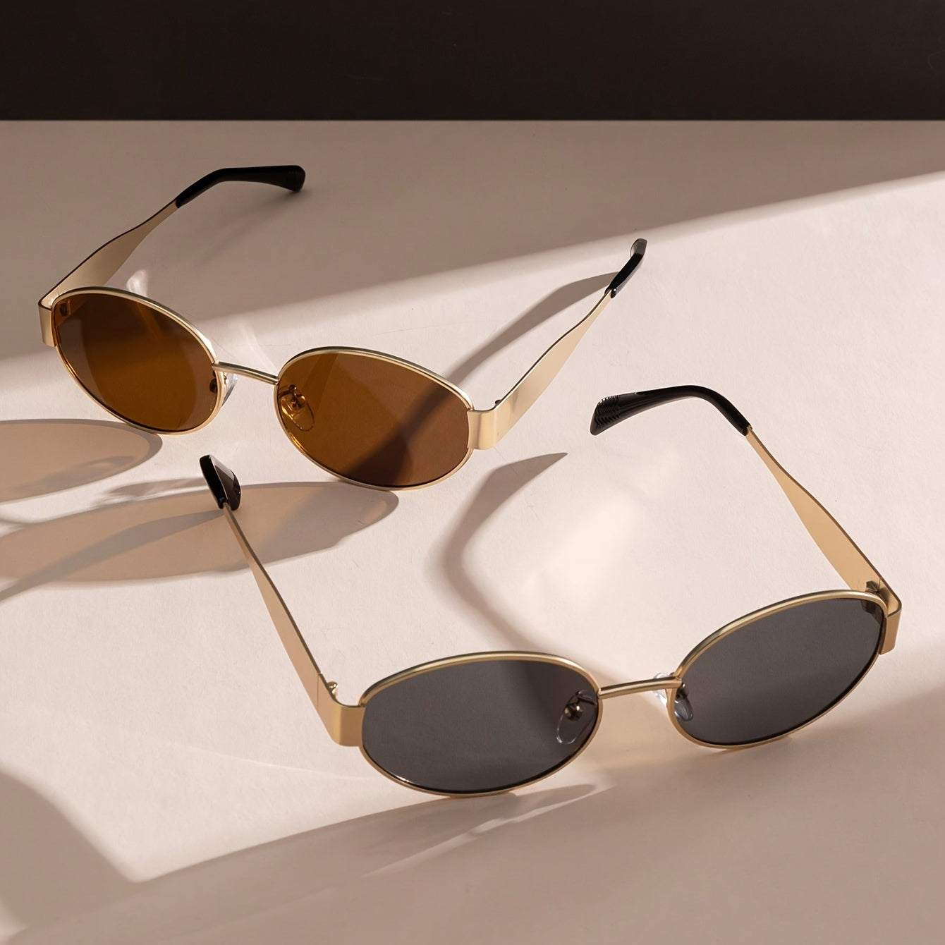 Women's Oval Fashion Glasses 1/2pcs Iron Frame with Golden Accents Polycarbonate Lenses Stylish Durable Accessories