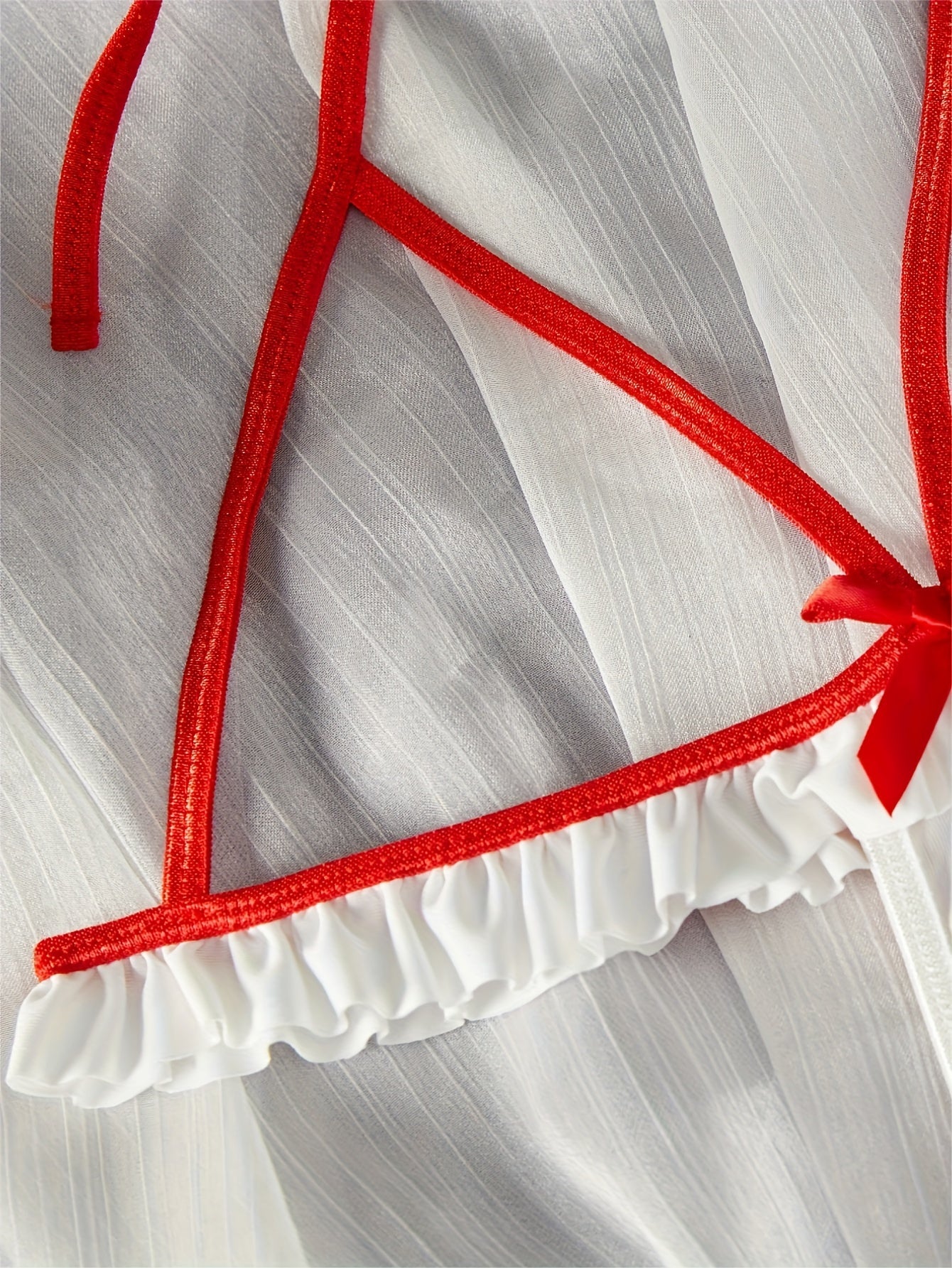 Plus Size Nurse Costume Open Bust Ruffle Trim Sheer Crotchless Lingerie