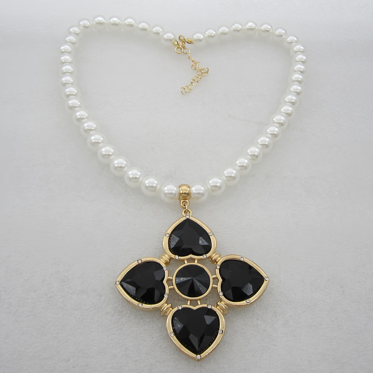 Faux Pearl Pendant Necklace Bohemian Style 10mm Glass Zinc Alloy Jewelry