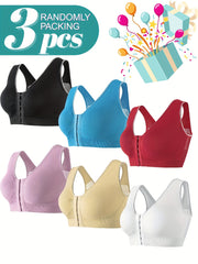 Women's Breathable Seamless Sports Bras 3-Pack Light Support Yoga Running