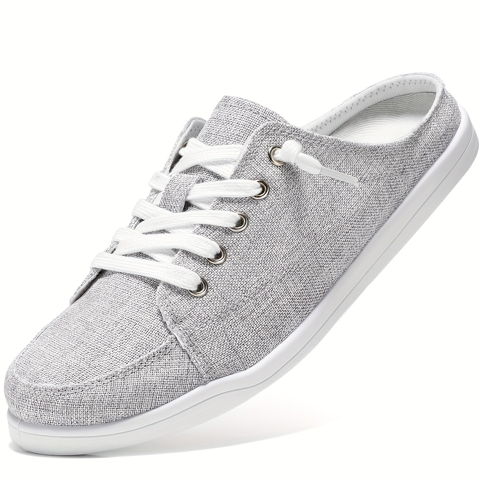 Women Black Slip-On Sneakers with Arch Support Casual Canvas Walking Shoes