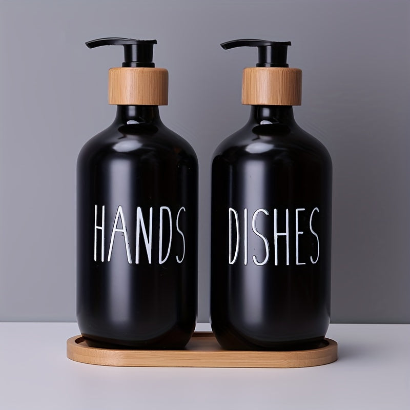 Set of 2 Plastic Soap Dispensers Refillable Bottles for Kitchen Bathroom Decor