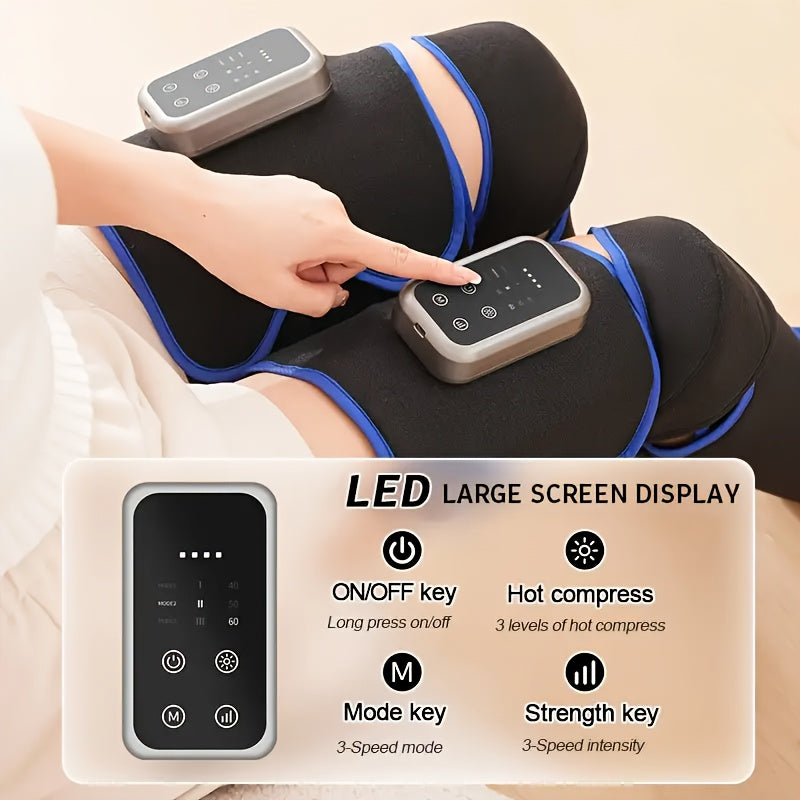 Wireless Leg Massager with Large Display Soft Fabric Breathable Design for Calves Thighs Knees Ankles Soles