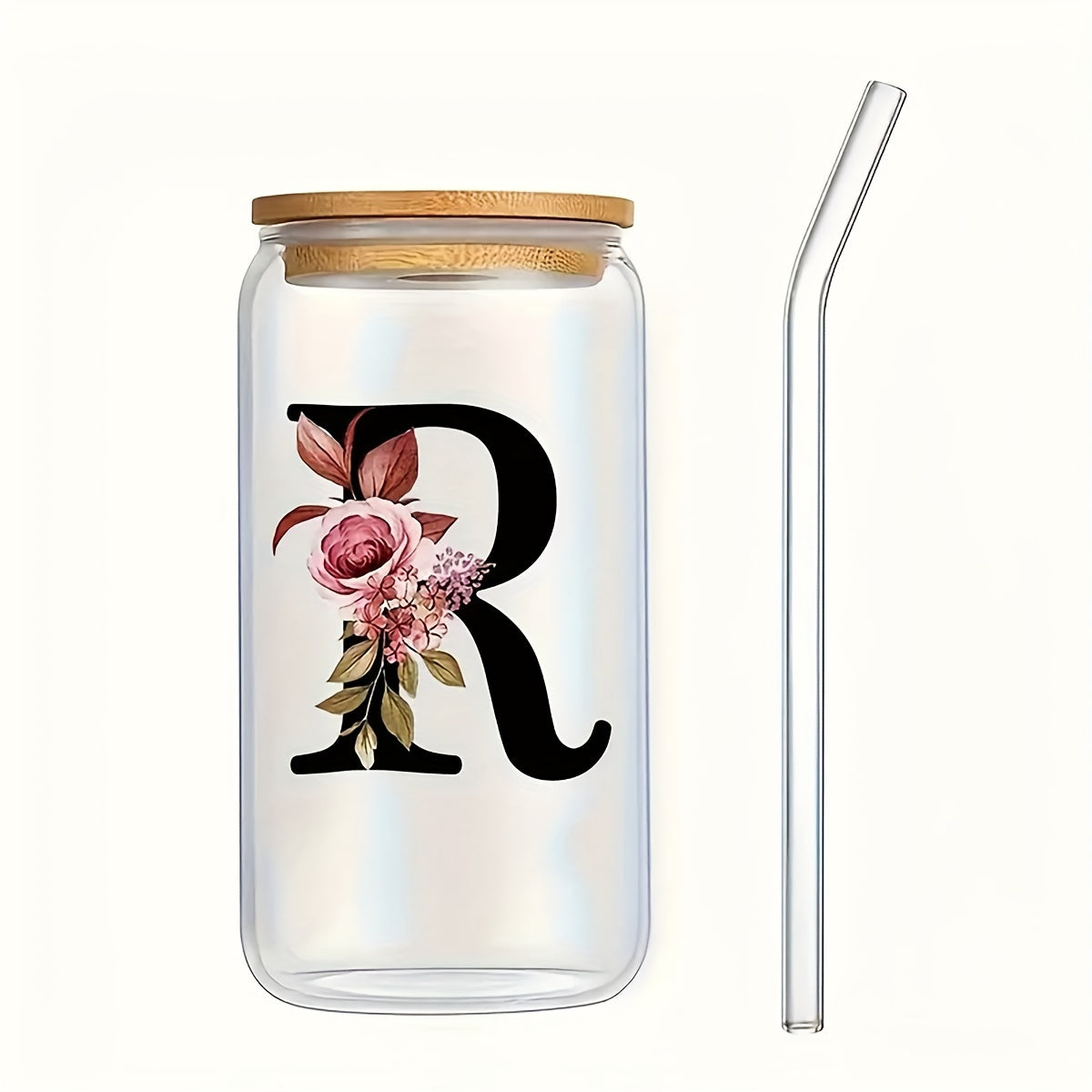 16oz Frosted Glass Cup with Bamboo Lid for Outdoor Camping