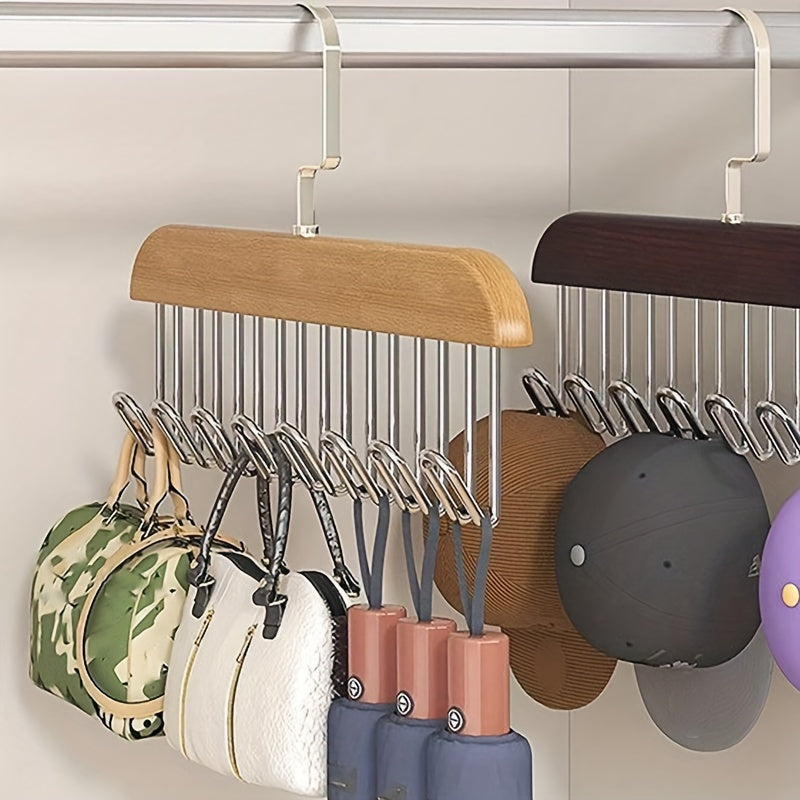 Wooden Clothes Hanger with 8 Wave Hooks for Bras and Accessories Unfinished