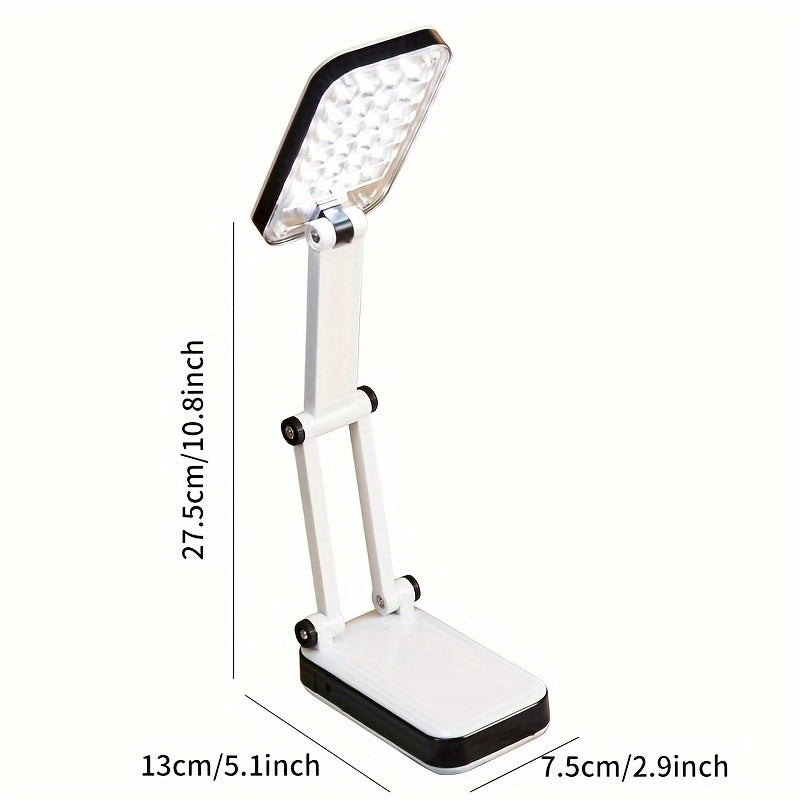 LED Desk Lamp with Eye Protection, Dual Power, Foldable, White