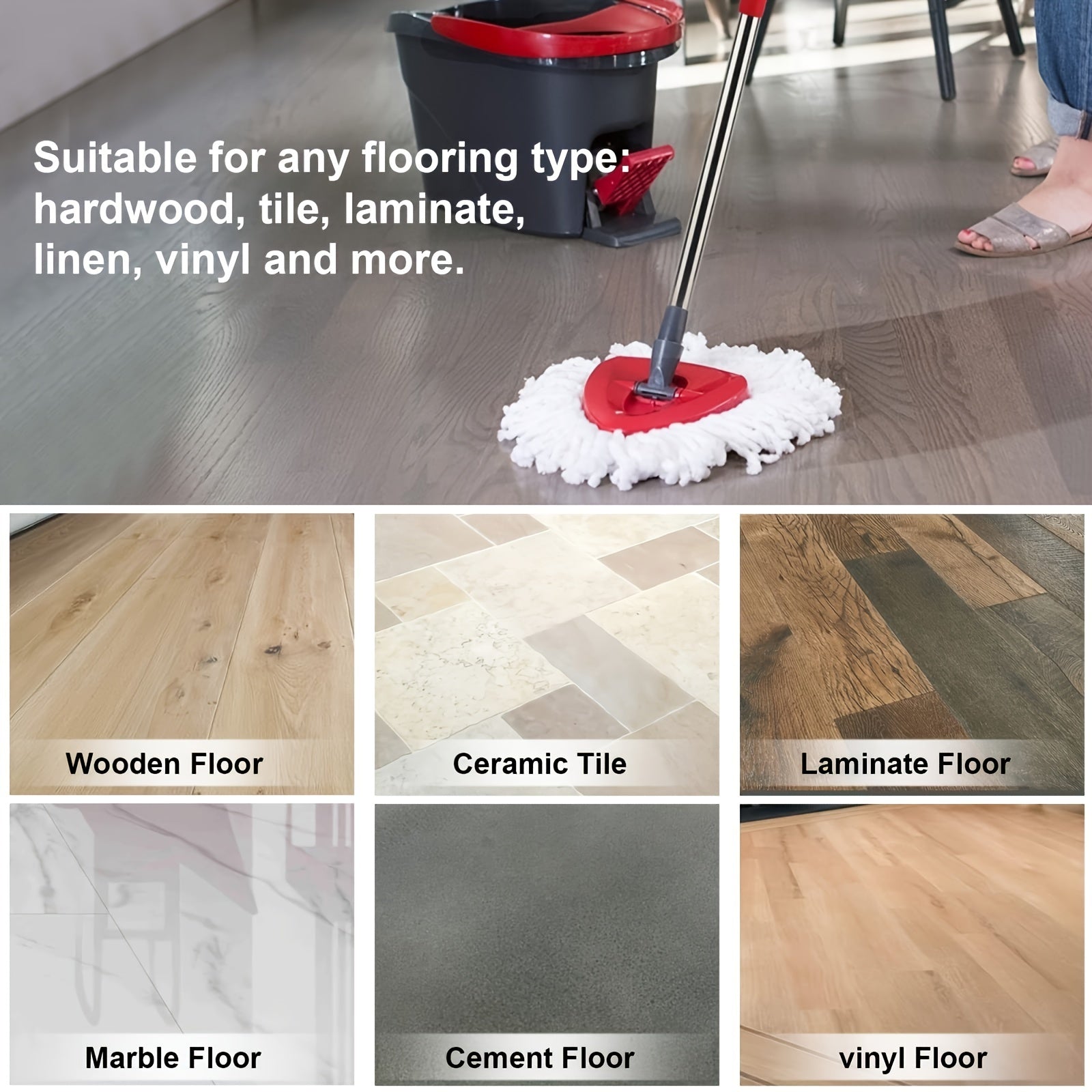 EasyWring 1-Tank System Mop Kit with Stainless Steel Handle and Spin Heads