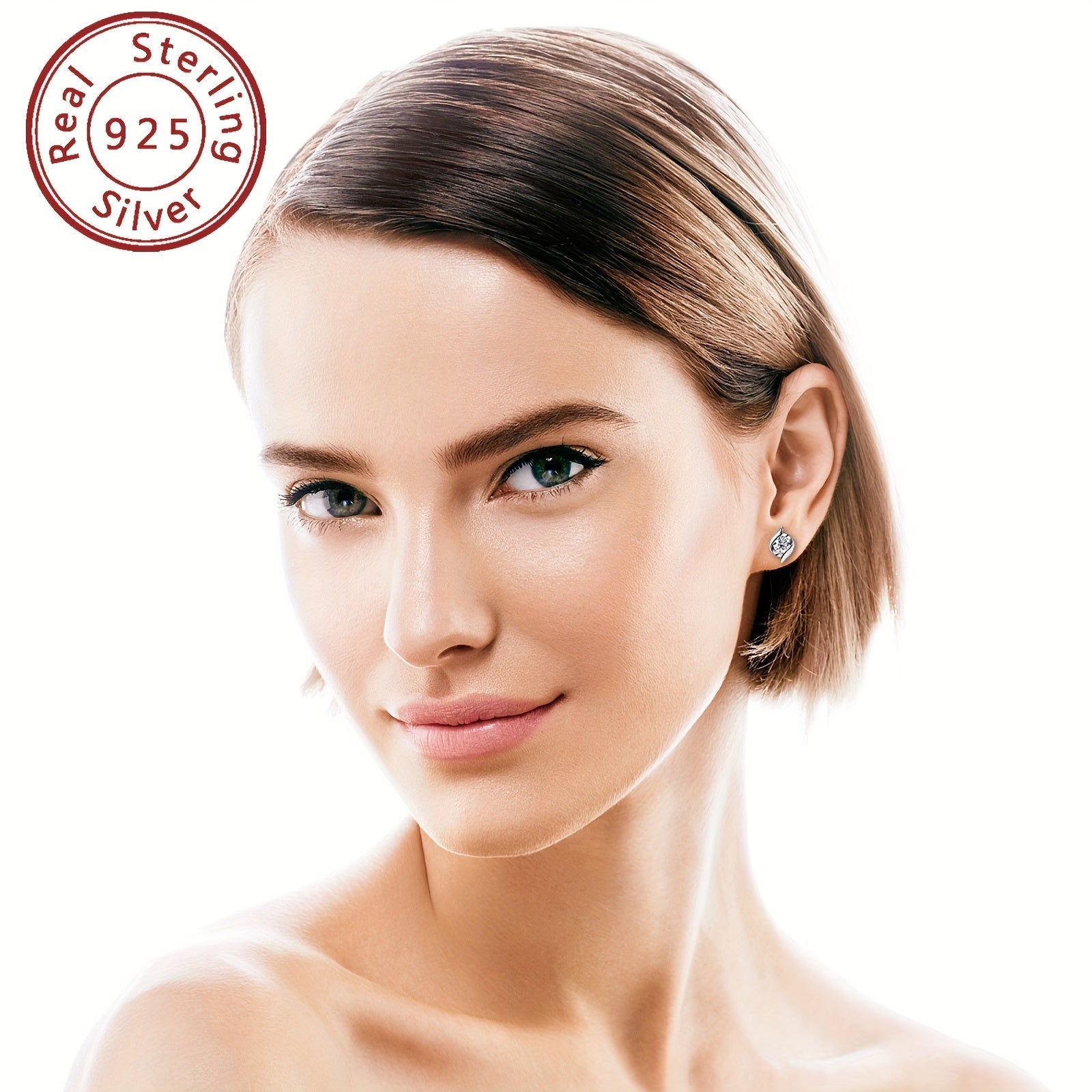 Sterling Silver 14K Gold Plated Infinity Twist Stud Earrings with Moissanite 5mm