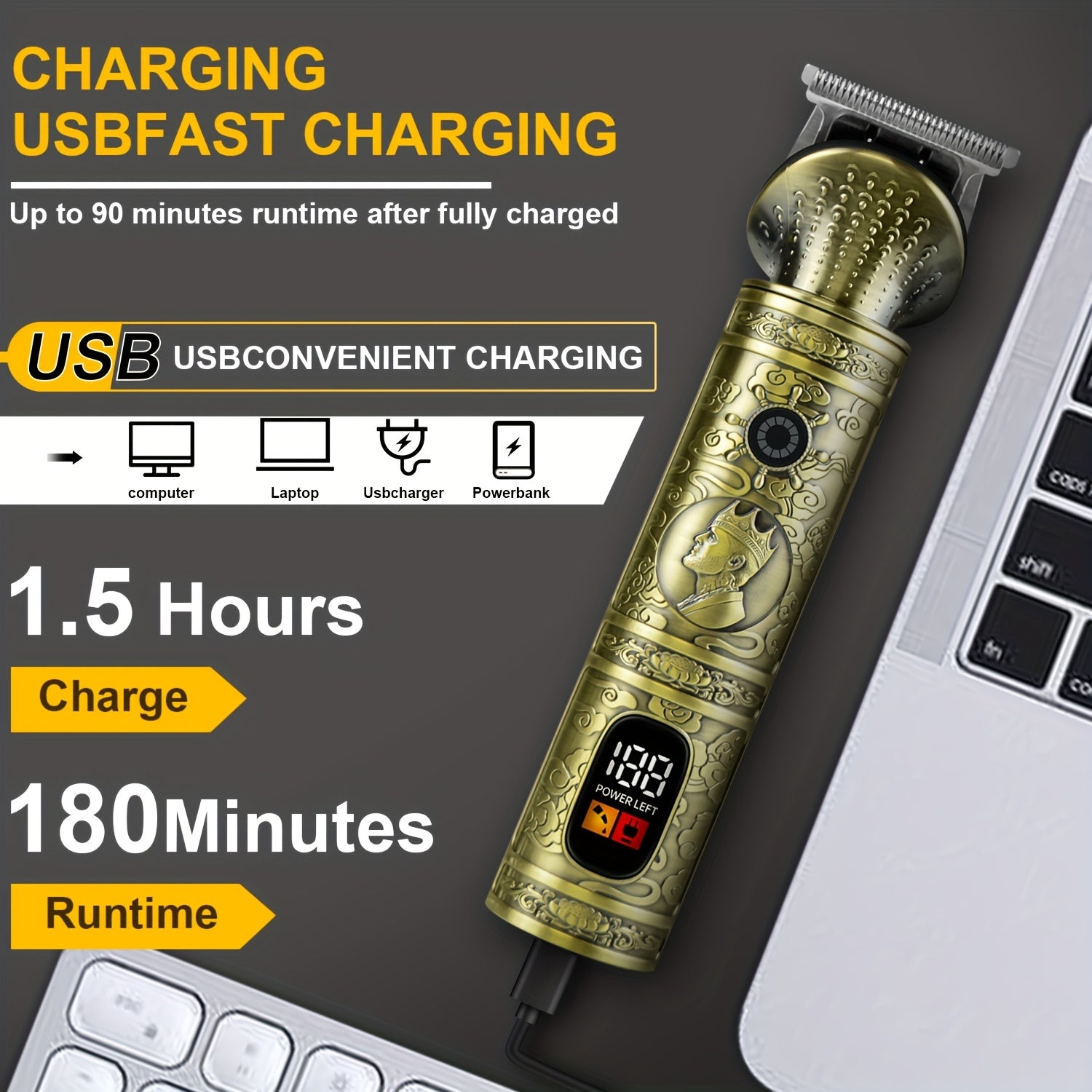 Мужской набор для ухода за 6 в 1 Электрическая машинка для стрижки USB-зарядка ЖК-дисплей Перезаряжаемый литий-ионный аккумулятор Стайлинг Бритьё