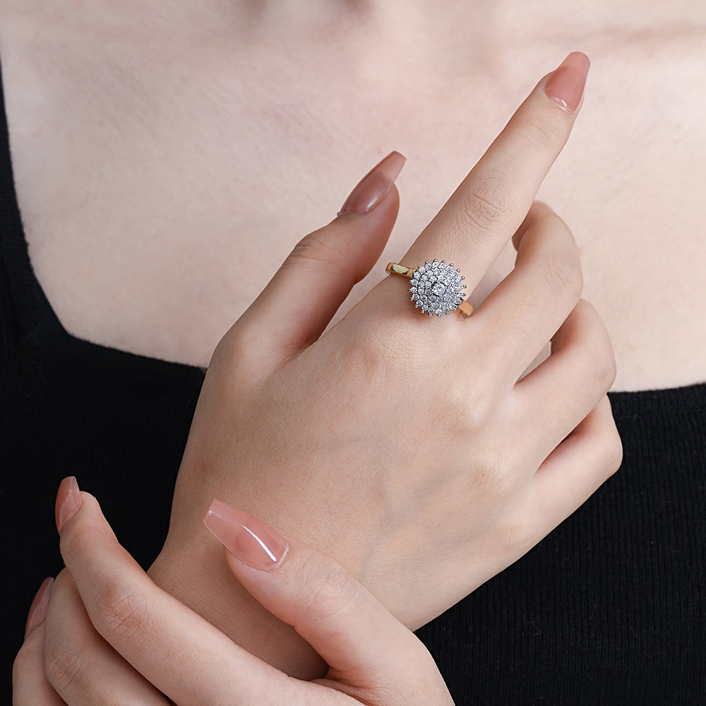 Gold-Plated Jewelry Set Earrings and Ring with Cubic Zirconia for Women