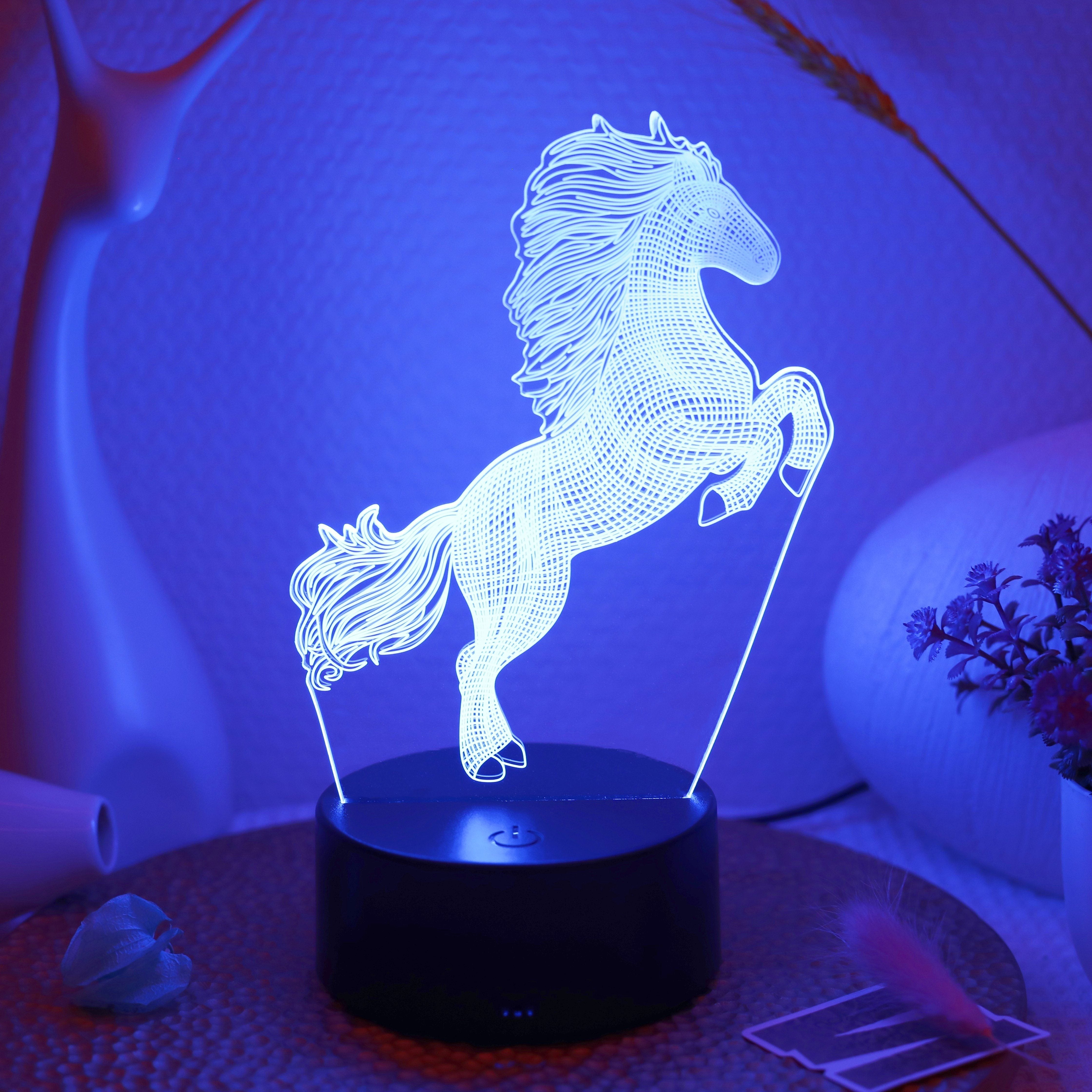 3D Jumping Horse Night Light for Desk or Bedroom Decor