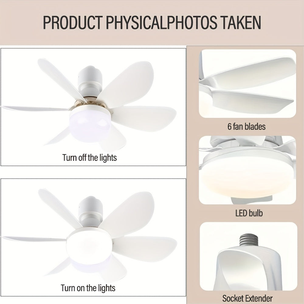 LED Ceiling Fan Light with Remote Control Adjustable Brightness and Color Temperature for Bedroom Kitchen Living Room