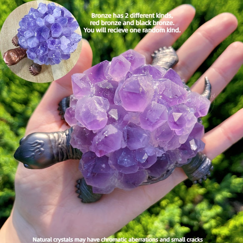 Purple Crystal Flower Turtle Ornament for Home Decor