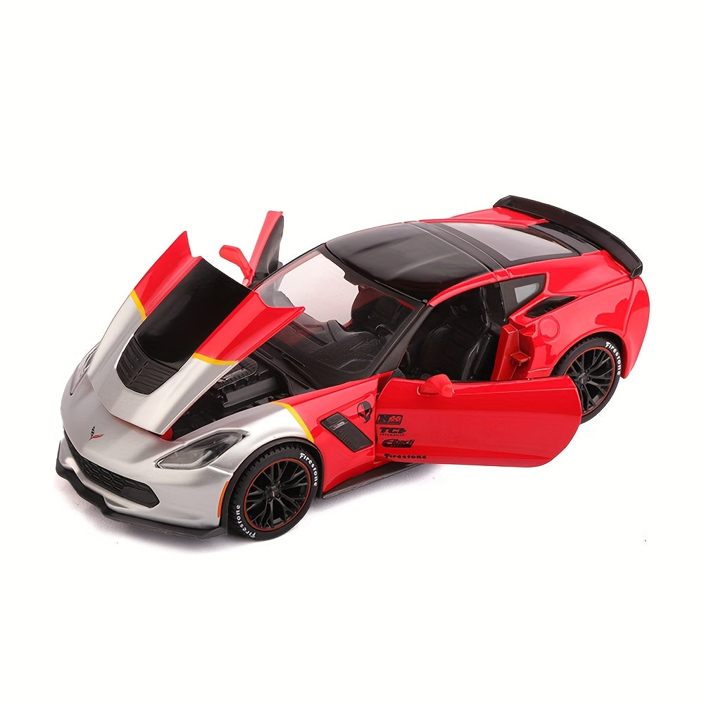 Juego de coches de juguete de aleación roja a escala 1:24 para niños con camiones y corvettes