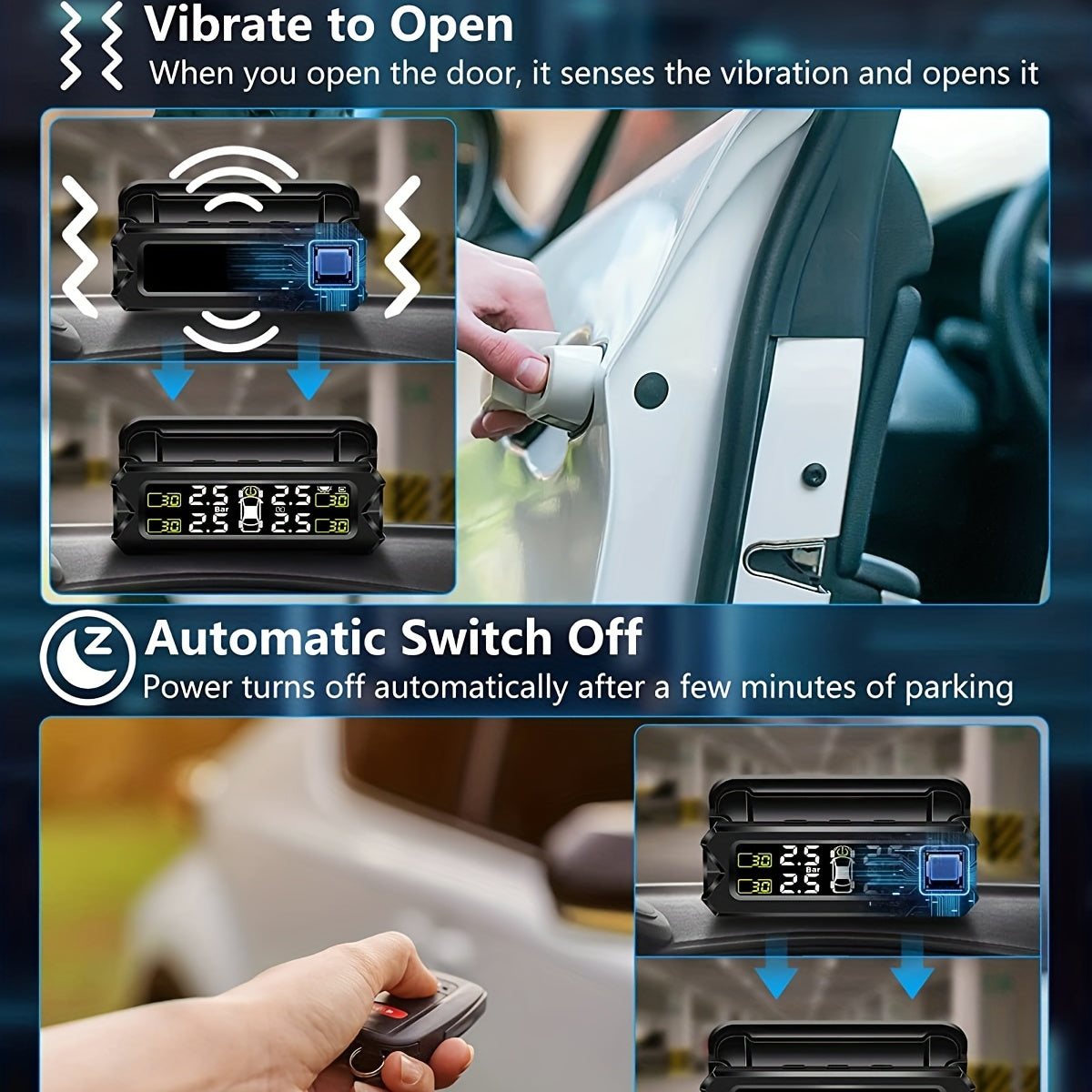 Wireless Tire Pressure Monitoring System for Car SUV Pickup MPV with External Sensors