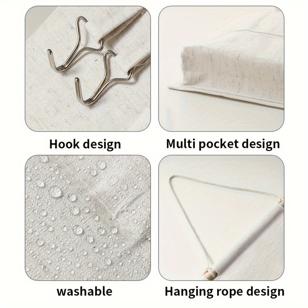 Fabric Wall-Mounted Storage Organizer with Four Pockets for Bedroom and Dorm