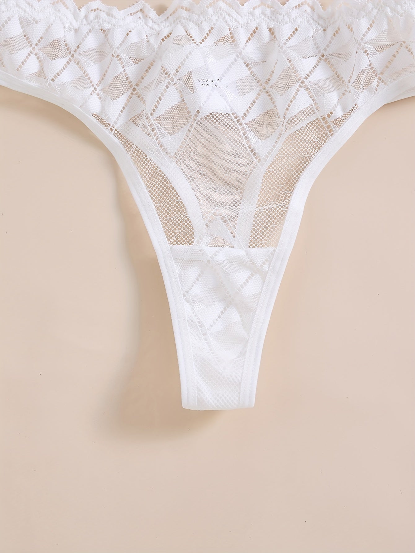 Women's Lace Lingerie Set with Underwire Bra and Sheer Thong Polyester Spandex