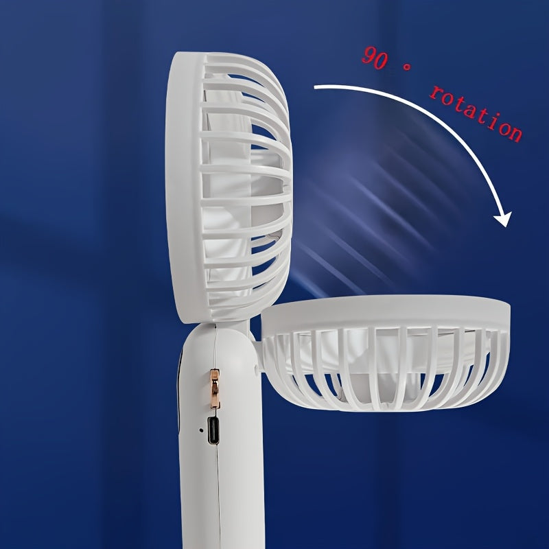 Mini Fan with Digital Display, USB Charging, 5 Speed Settings, Portable and Foldable