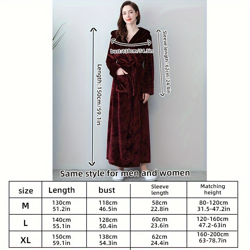 Koral Fleece Hamom Kiyim, Uzoq Yengli, Juftlik Usuli, Qopqoqli, Kuz va Qish Uchun