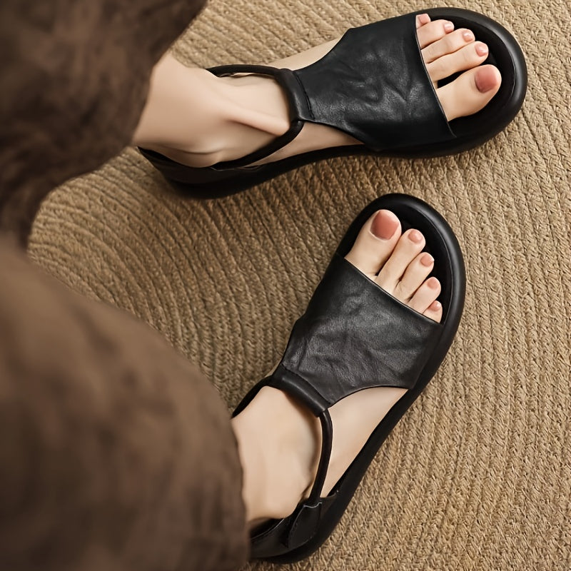 Women's Flat Bottom Fish Mouth Sandals Breathable Summer Open Toe Black