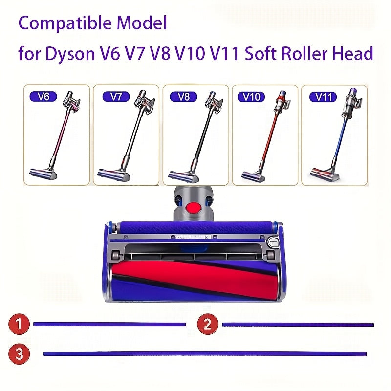 Dyson V6-V11 changyutgichlari uchun yumshoq plush rolik cho'tkasi va yopishqoq lentalar almashtirish to'plami. 3 ta lenta, T8 tornavida va rolik cho'tkasi qismi kiradi.