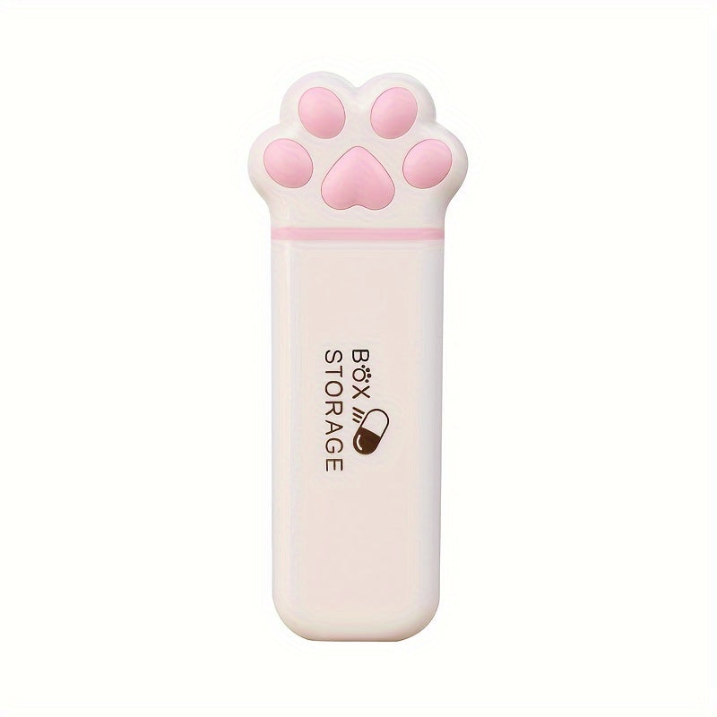 Mini Cat Paw Pill Organizer Portable Medication Box with 3 Compartments
