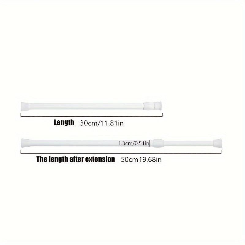 White Adjustable Curtain Rod for Doors and Windows with Spring Telescopic Feature
