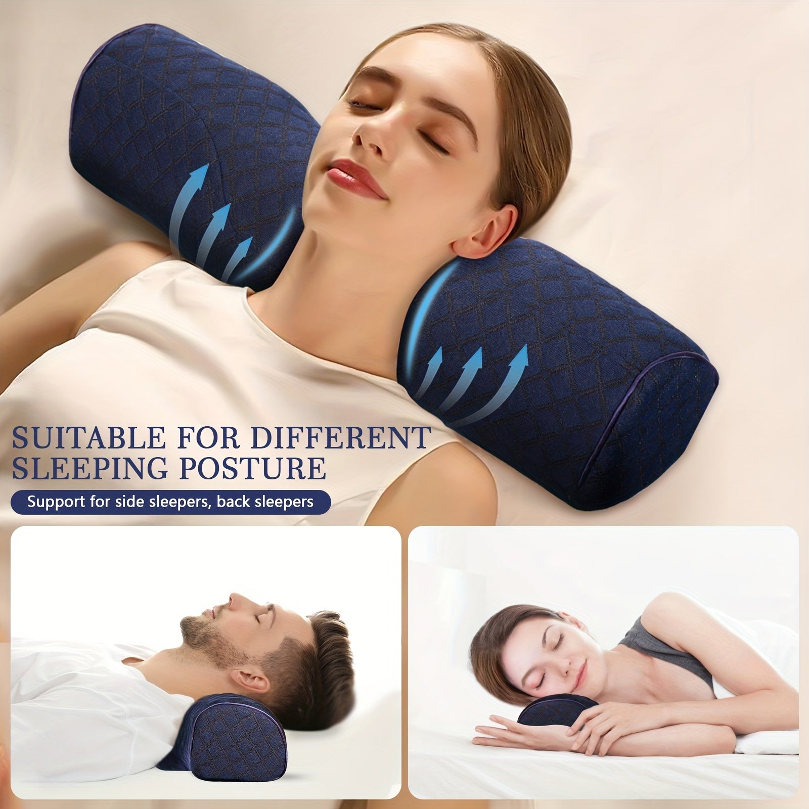 Memory Foam Cervical Pillow for Neck Support and Relaxation for Side Back Stomach Sleepers