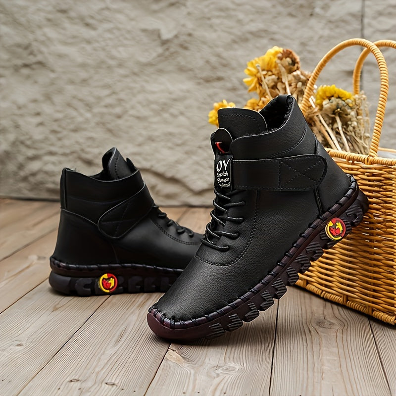 Women Warm Winter High-Top Boots Anti-Slip Casual Faux Leather