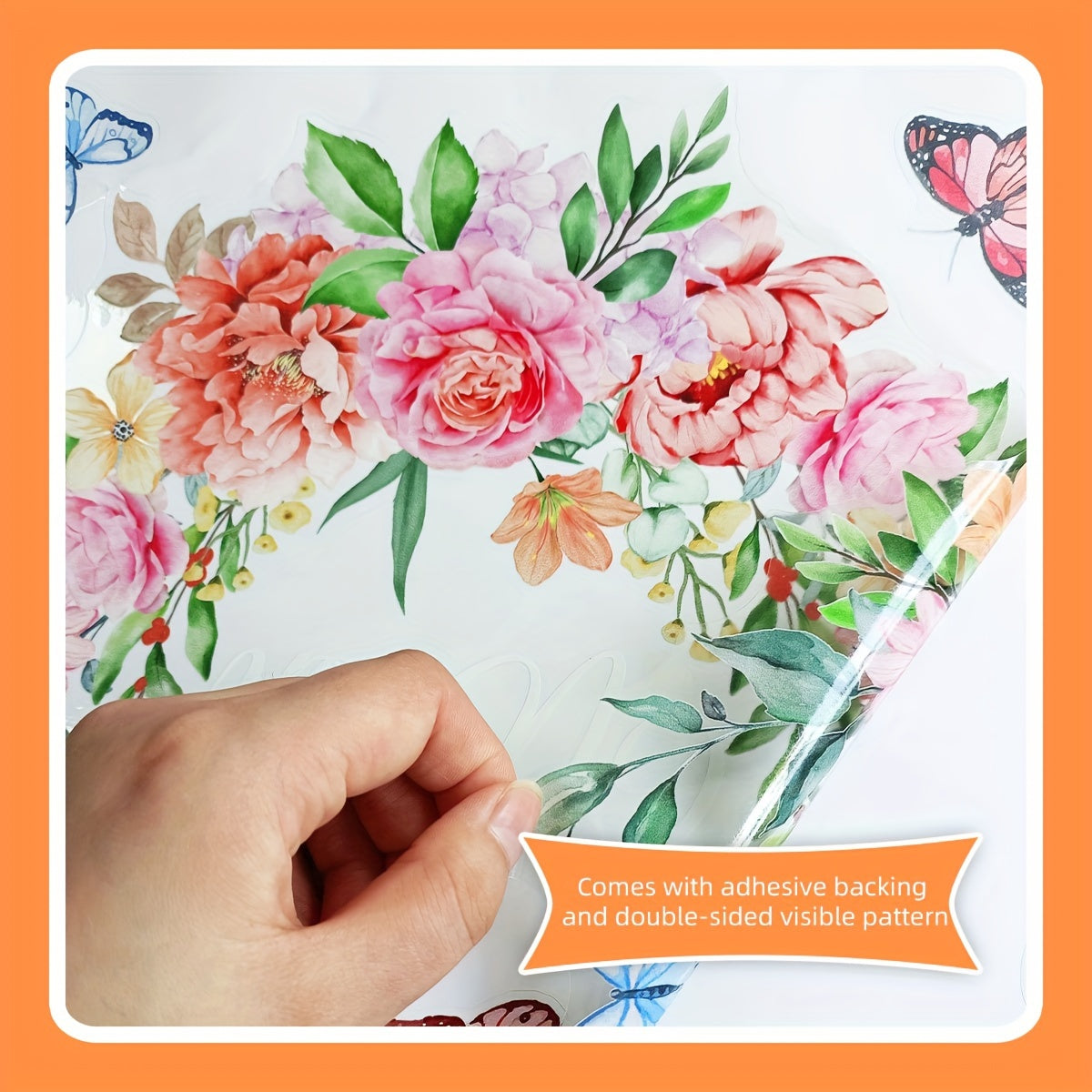 Set of 2 Flower Wash Dry Laundry Room Glass Window Stickers 30x30cm