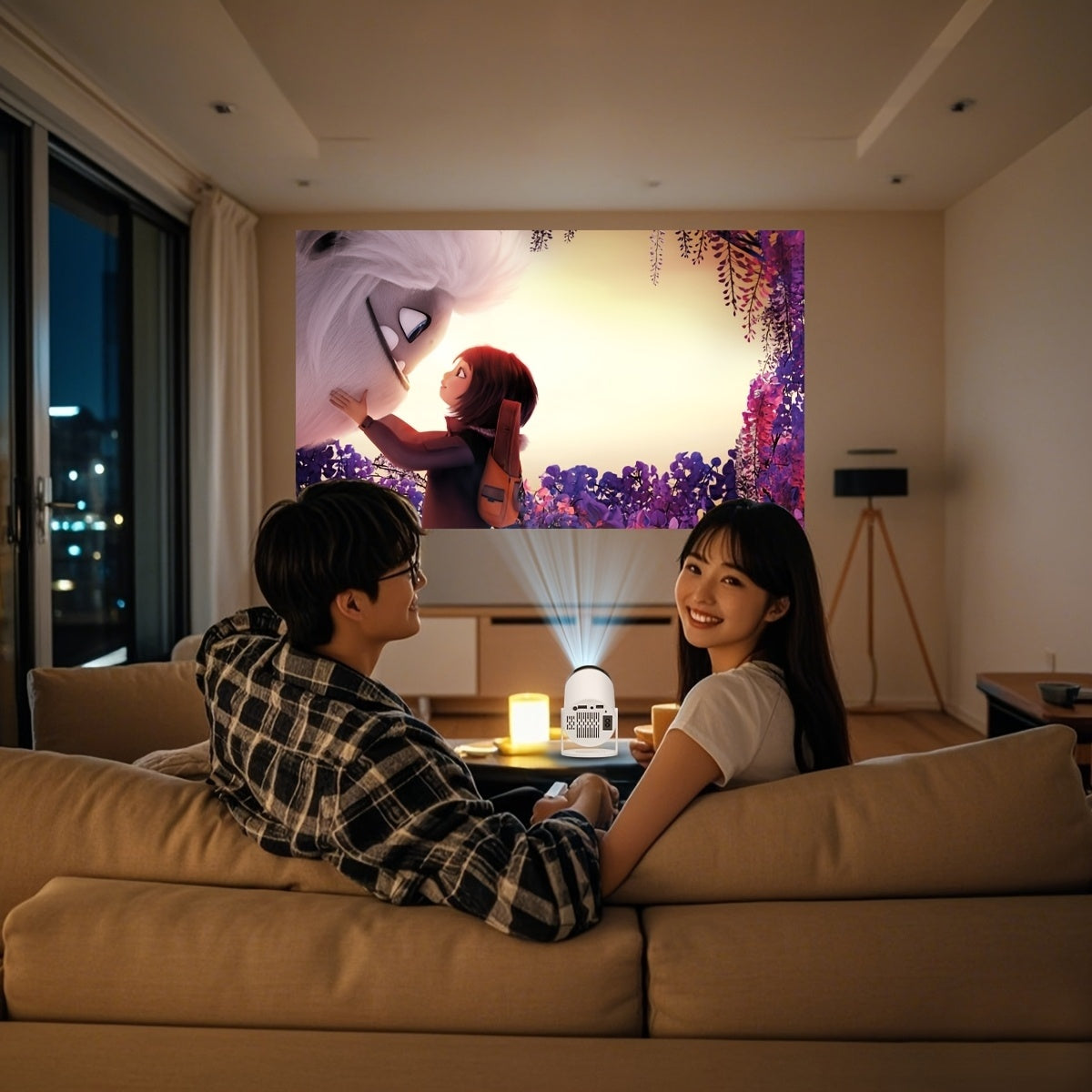 Wireless Portable Mini 4K Projector for Home Theater with Smartphone Connectivity