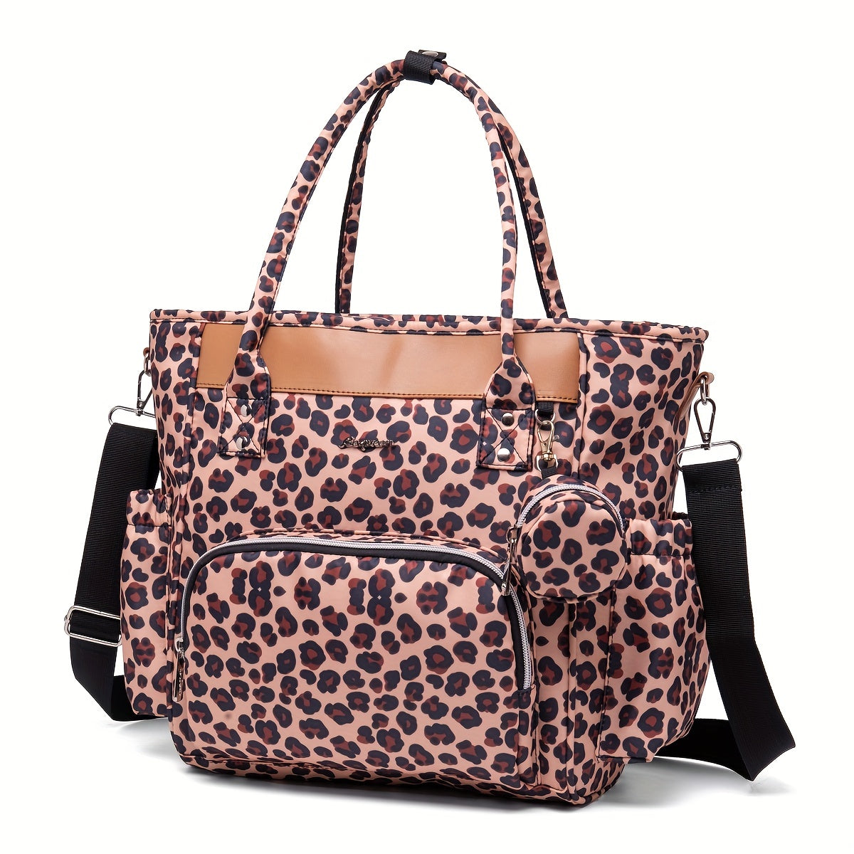 Waterproof Oxford Fabric Diaper Bag with Multiple Pockets and Crossbody Strap