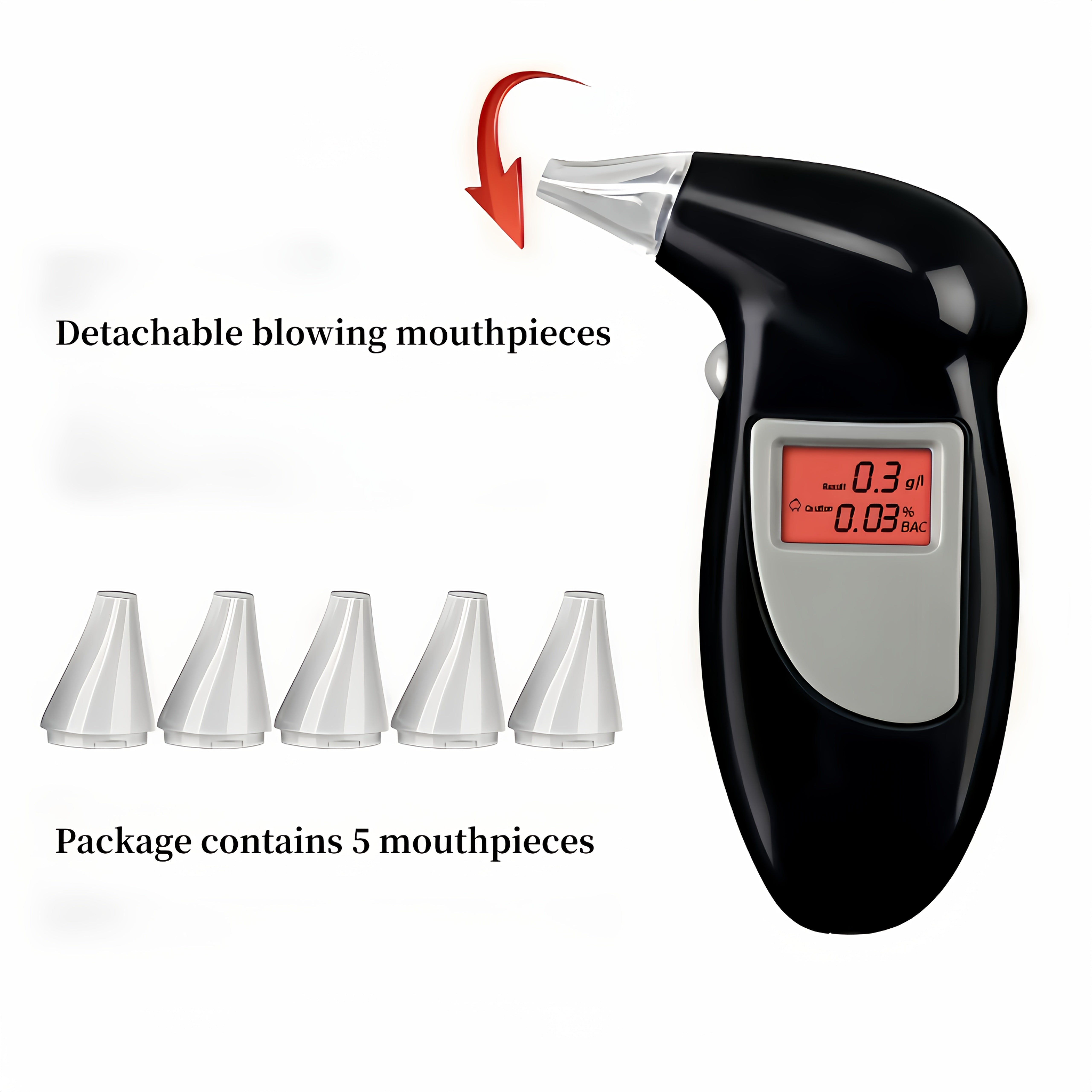 Портативный цифровой алкотестер для дыхания с ЖК-дисплеем для дома, путешествий и работы
