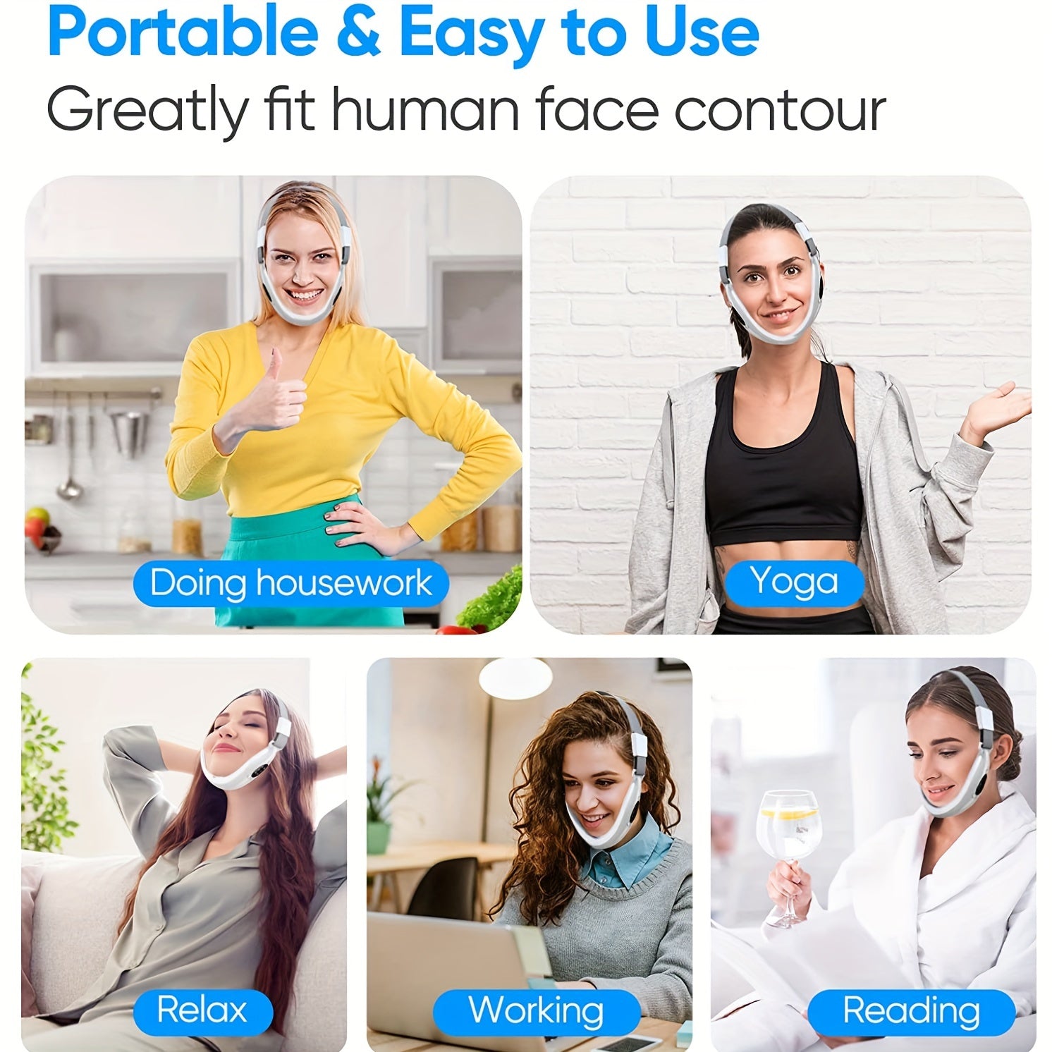 Портативное устройство для ухода за кожей для женщин, с USB-заряжаемым V-образным массажером для лица и литиевой батареей 400mAh.