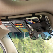 Car Sun Visor Organizer with Multiple Pockets and Card Holders in PU Leather