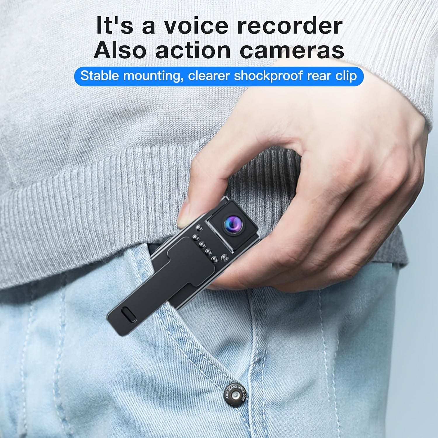 Mini grabadora de cámara HD 1080P con visión nocturna infrarroja, recargable por USB, para viajes con mascotas y reuniones