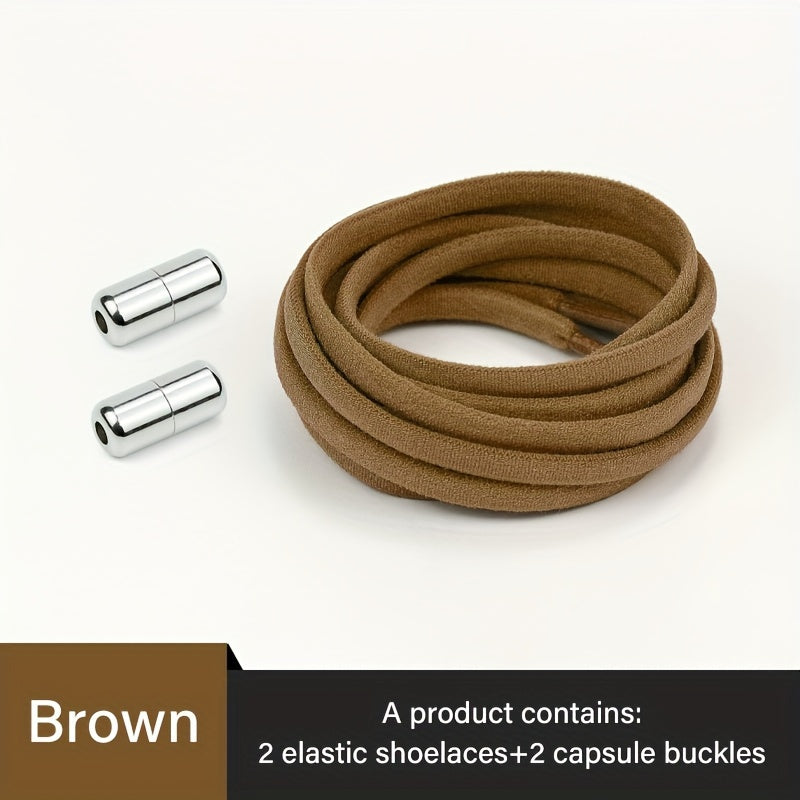 Unisex Elastic No-Tie Shoe Laces with Metal Buckle Quick Fasten Solid Color