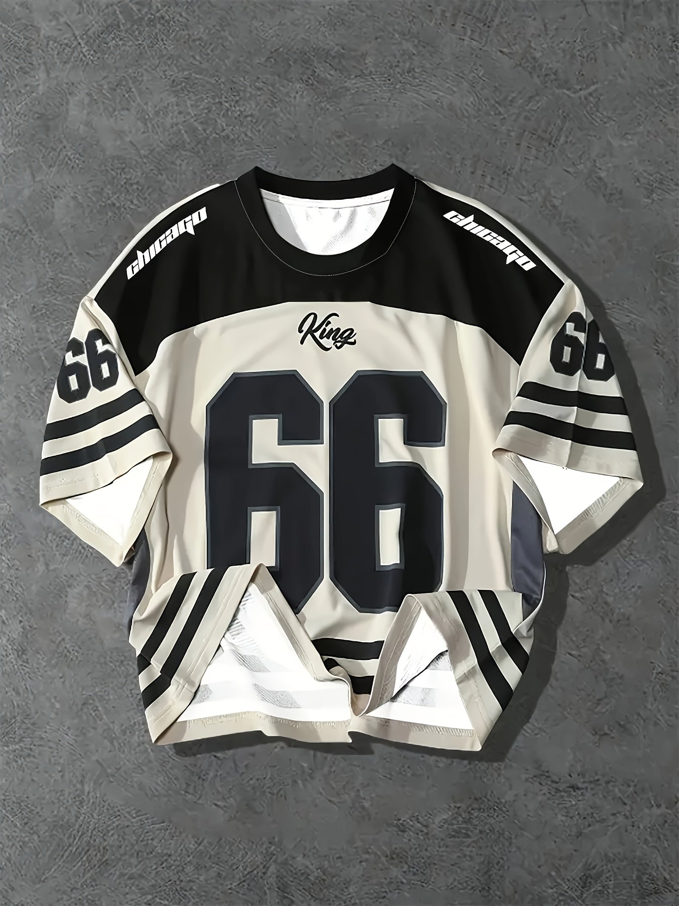 Мужская футболка большого размера Chicago 66 с принтом и 3D-дизайном, с круглым вырезом, дышащий полиэстер-эластан