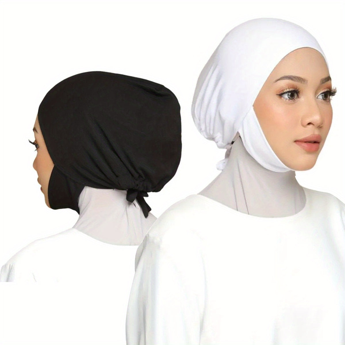 Women's Adjustable Instant Hijab Scarf Solid Color Polyester with Undercap for Eid and Casual Wear