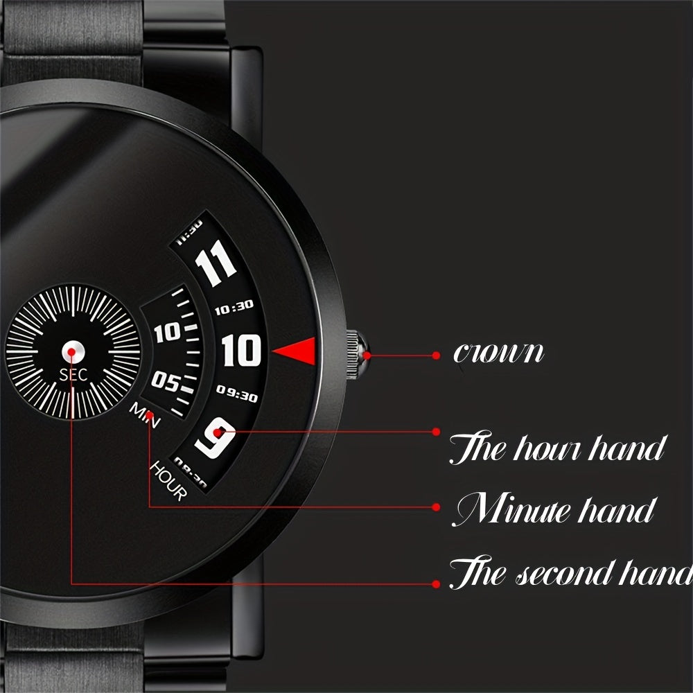 Men's Watch Elegant Stainless Steel Business Casual Black Dial